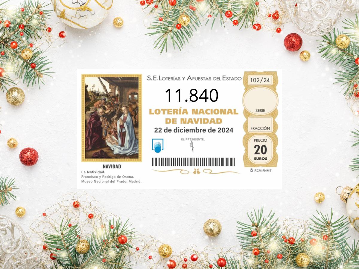 Tercer premio del Sorteo de Navidad 2024 al número 11.840