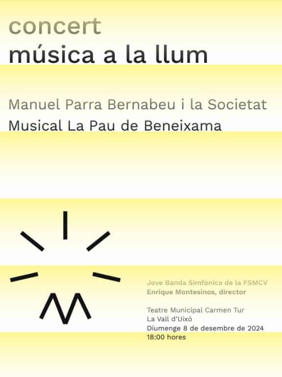 El domingo 8 de diciembre tendrá lugar este evento de la FSMCV dedicado al compositor Manuel Parra Bernabeu.
