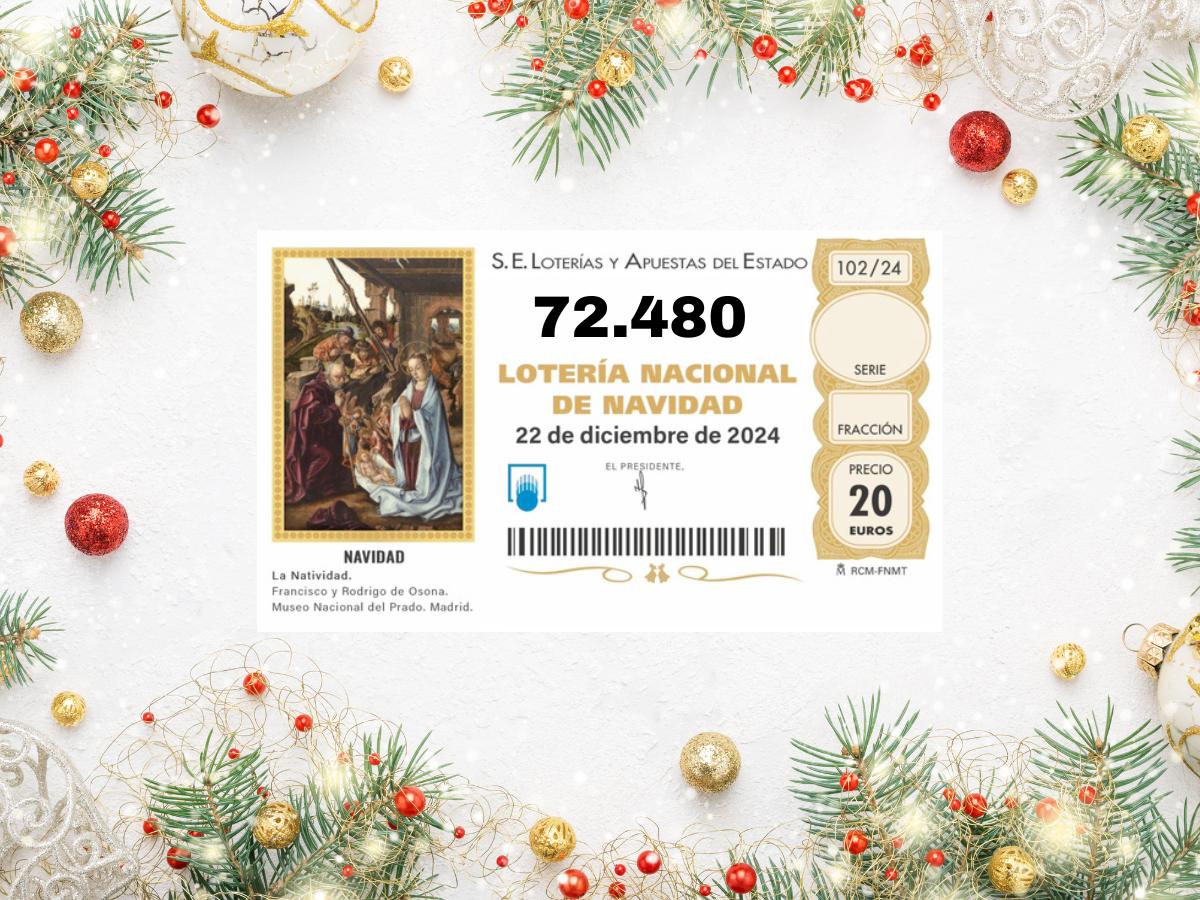 El Gordo de la lotería de Navidad 2024 para el número 72.480