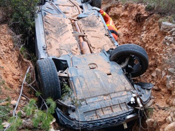 Hallan un cuerpo sin vida en un coche precipitado en un barranco de la CV-35