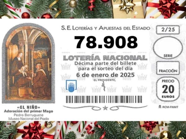 Primer premio de la Lotería del Niño 2025 para el número 78.908