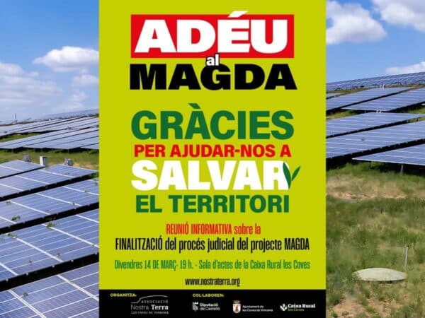 Finaliza el proceso judicial sobre la instalación fotovoltaica Magda en les Coves de Vinromà