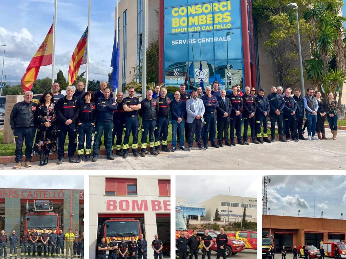 Bomberos de Castellón guardan un minuto de silencio por sus compañeros fallecidos en Alcorcón